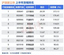 A股上半年牛熊股盘点：正丹股份成为榜首，ST板