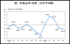 国家统计局：5月官方制造业PMI为48.8% 比上月下